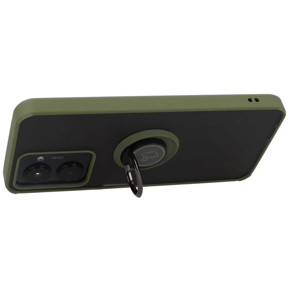 Handyhülle mit Fingergriff für Realme C33 / C30 / Narzo 50i Prime, Bizon Case Hybrid Ring, getönt mit grünem Rahmen