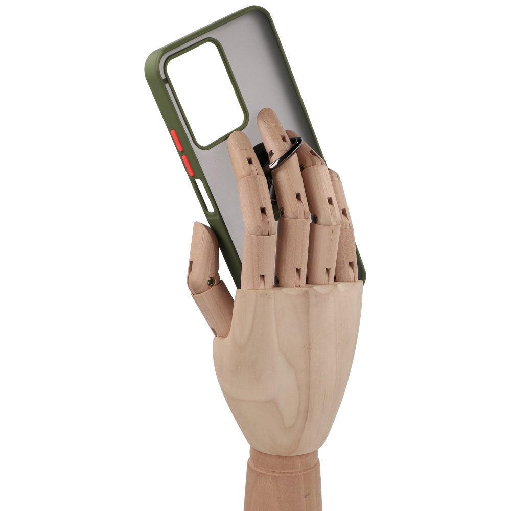 Handyhülle mit Fingergriff für Realme C33 / C30 / Narzo 50i Prime, Bizon Case Hybrid Ring, getönt mit grünem Rahmen