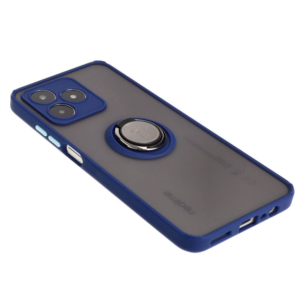 Handyhülle mit Fingergriff für Realme C53 / C51, Bizon Case Hybrid Ring, getönt mit dunkelblauem Rahmen