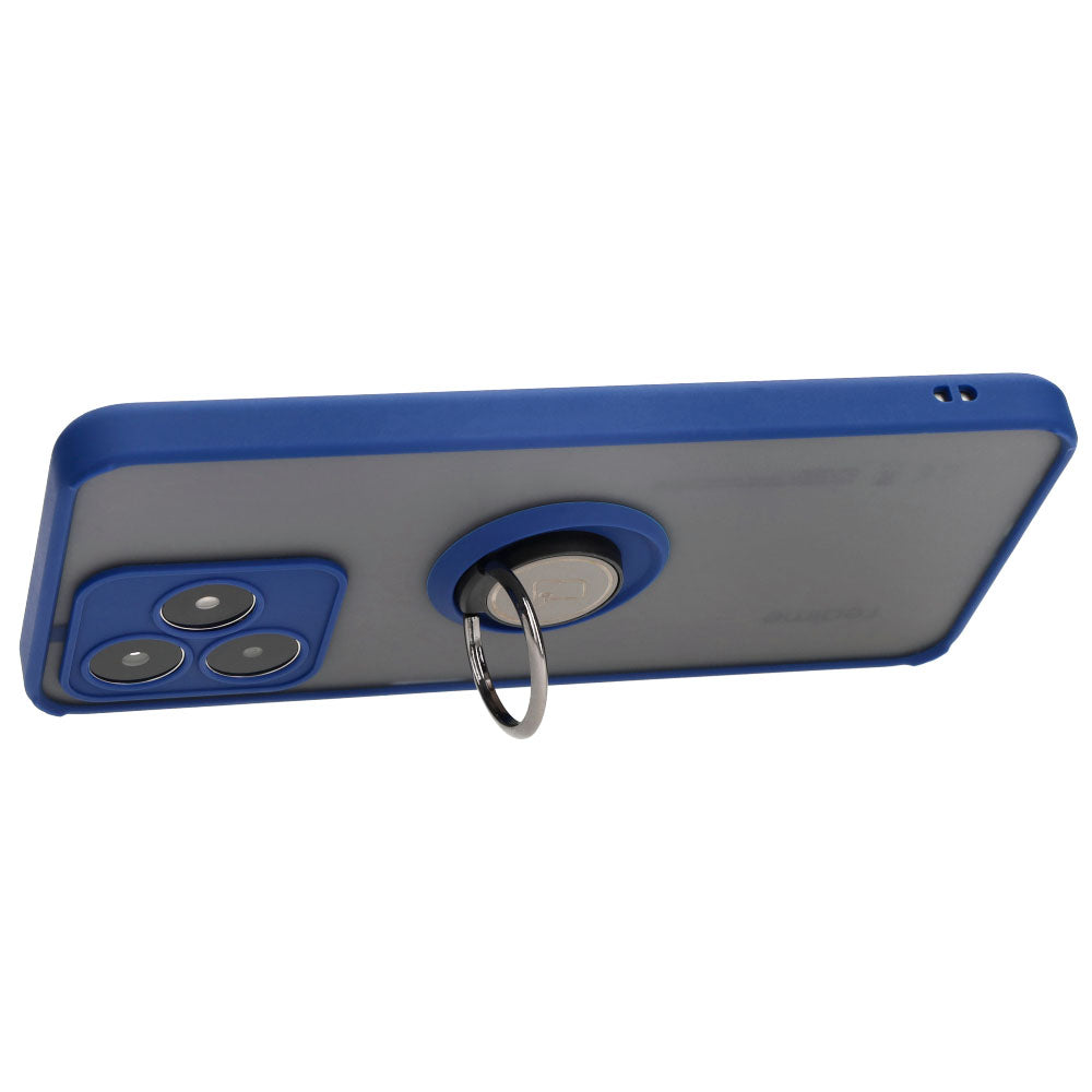 Handyhülle mit Fingergriff für Realme C53 / C51 / Note 50, Bizon Case Hybrid Ring, getönt mit dunkelblauem Rahmen