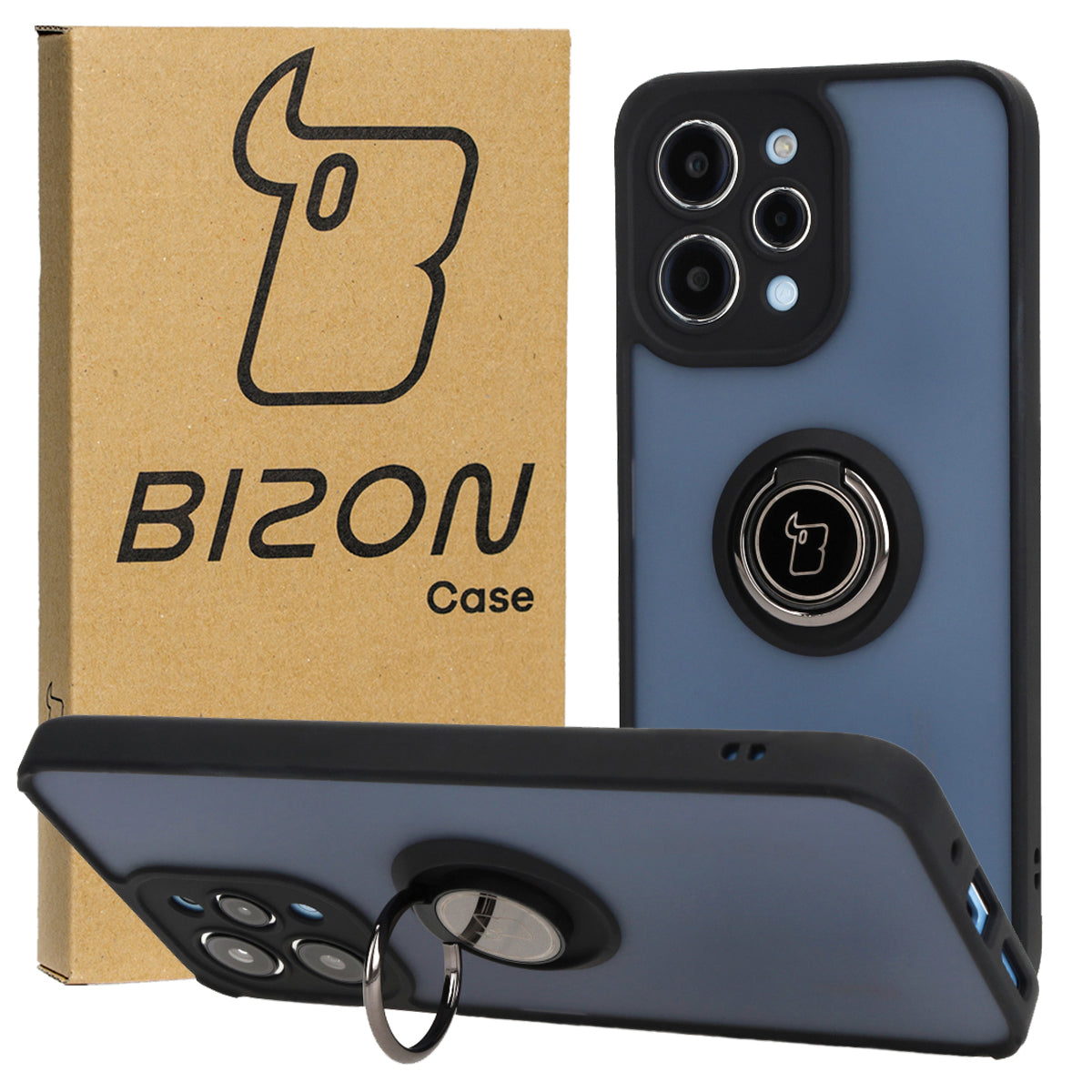 Schutzhülle Bizon Case Hybrid Ring für Xiaomi Redmi 12, Schwarz