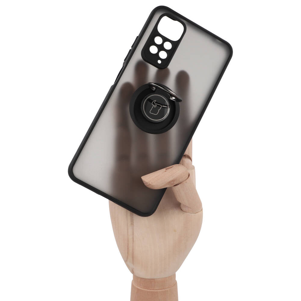 Handyhülle mit Fingergriff für Xiaomi Redmi Note 11 / 11S 4G, Bizon Case Hybrid Ring, getönt mit schwarzem Rahmen