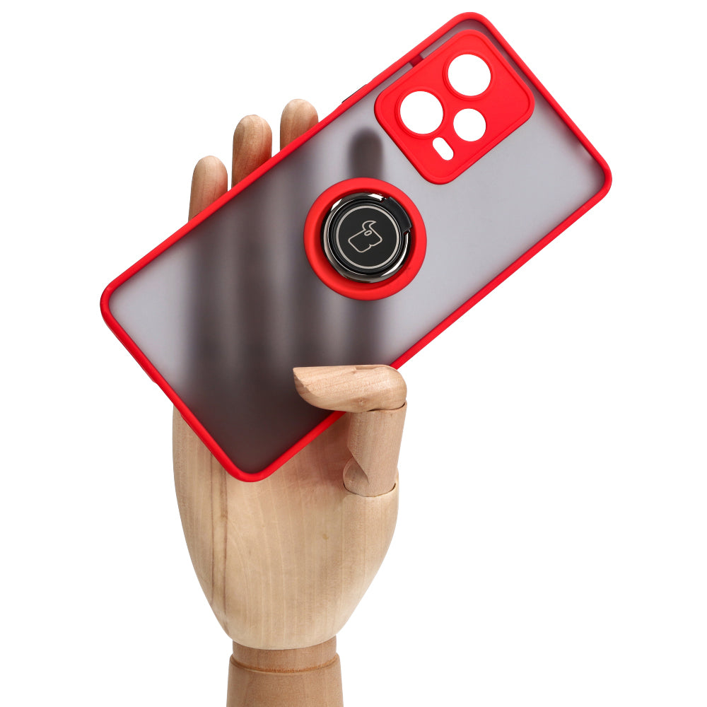 Schutzhülle Bizon Case Hybrid Ring für Xiaomi Redmi Note 12 Pro 5G, Rot
