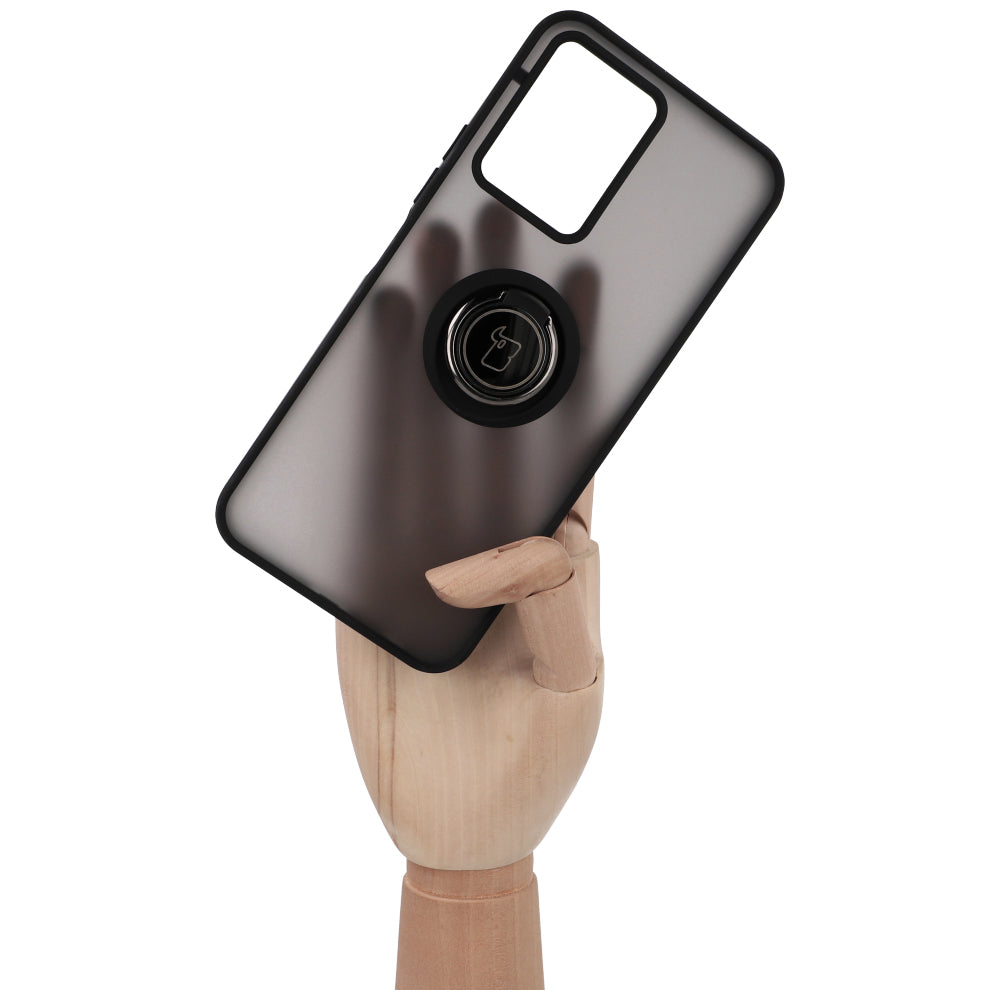 Handyhülle mit Fingergriff für Vivo Y16 / Y02, Bizon Case Hybrid Ring, getönt mit schwarzem Rahmen