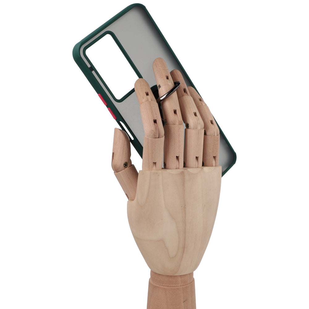 Handyhülle mit Fingergriff für Vivo Y76 5G, Bizon Case Hybrid Ring, getönt mit dunkelgrünem Rahmen
