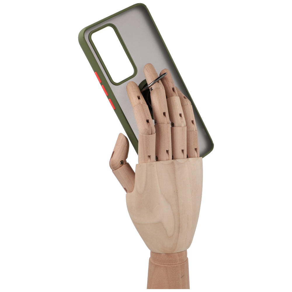 Handyhülle mit Fingergriff für Xiaomi 12T / 12T Pro, Bizon Case Hybrid Ring, getönt mit grünem Rahmen