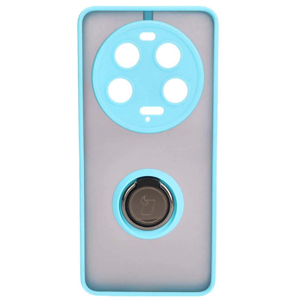 Handyhülle mit Fingergriff für Xiaomi 13 Ultra, Bizon Case Hybrid Ring, getönt mit hellblauem Rahmen