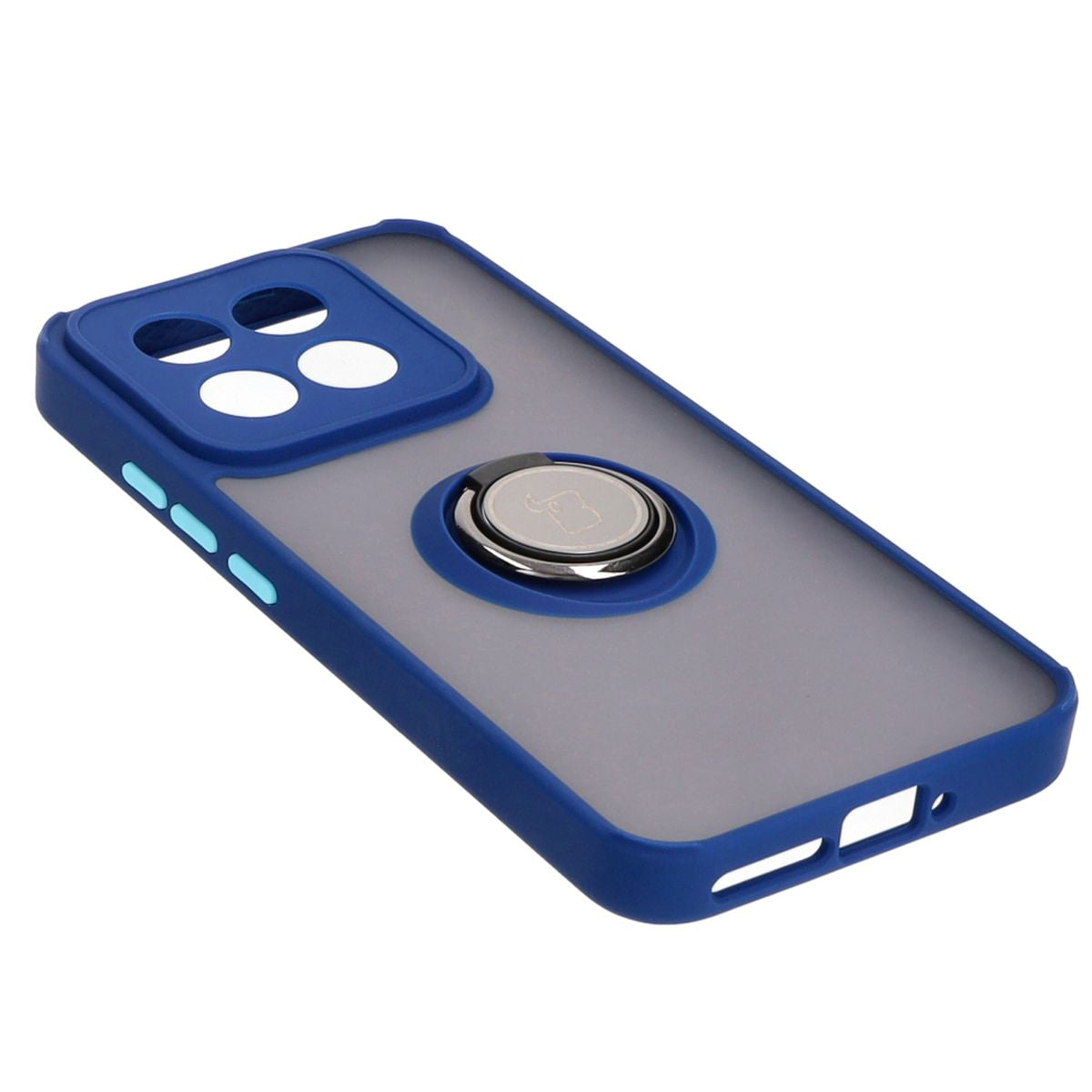 Handyhülle mit Fingergriff für Xiaomi 14, Bizon Case Hybrid Ring, getönt mit dunkelblauem Rahmen