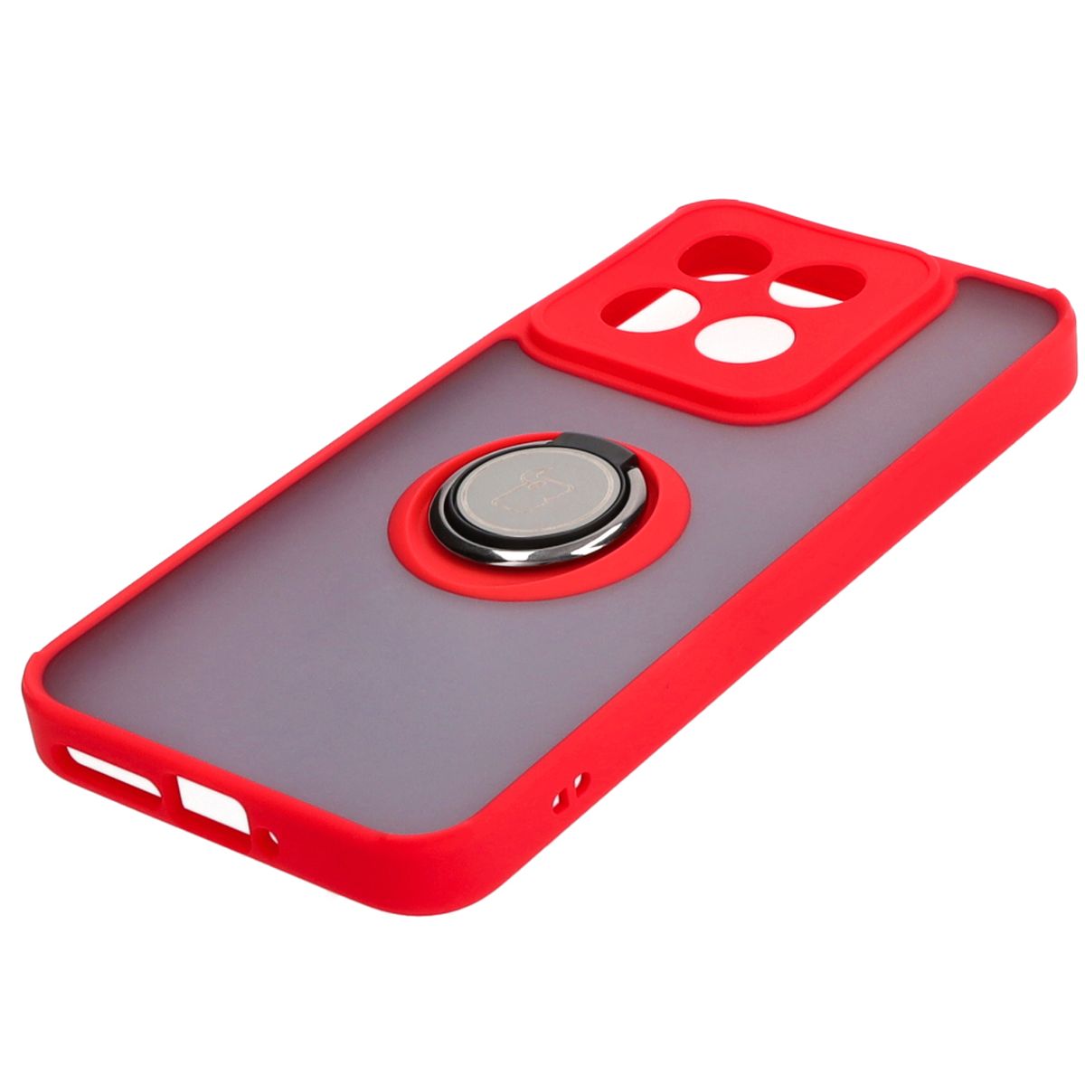 Handyhülle mit Fingergriff für Xiaomi 14, Bizon Case Hybrid Ring, getönt mit rotem Rahmen