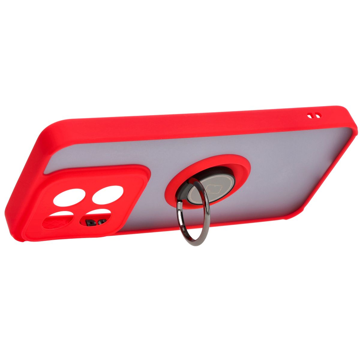 Handyhülle mit Fingergriff für Xiaomi 14, Bizon Case Hybrid Ring, getönt mit rotem Rahmen