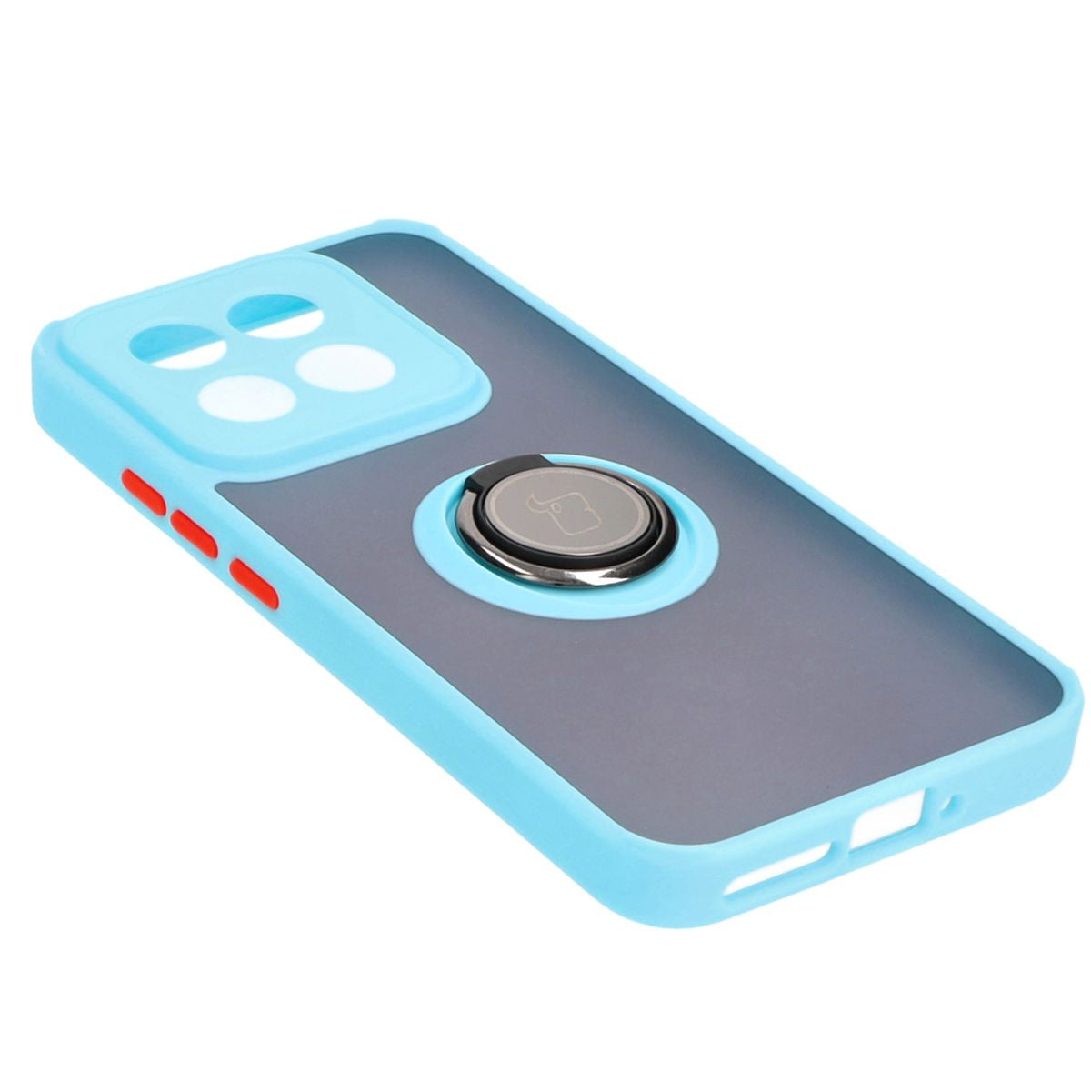 Handyhülle mit Fingergriff für Xiaomi 14, Bizon Case Hybrid Ring, getönt mit hellblauem Rahmen