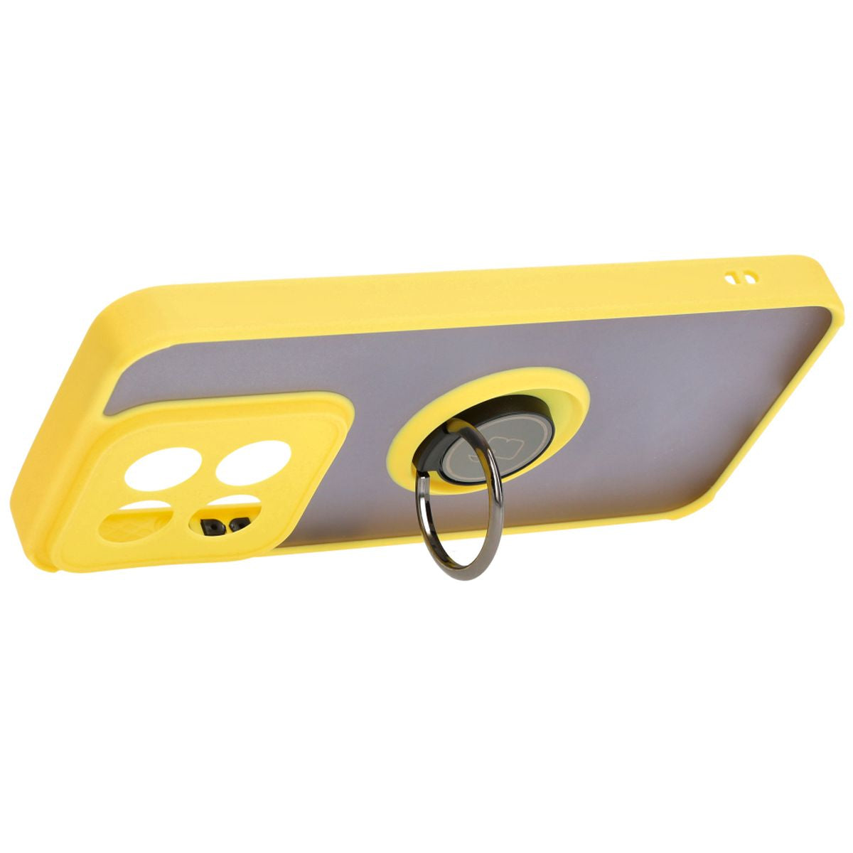 Handyhülle mit Fingergriff für Xiaomi 14, Bizon Case Hybrid Ring, getönt mit gelbem Rahmen