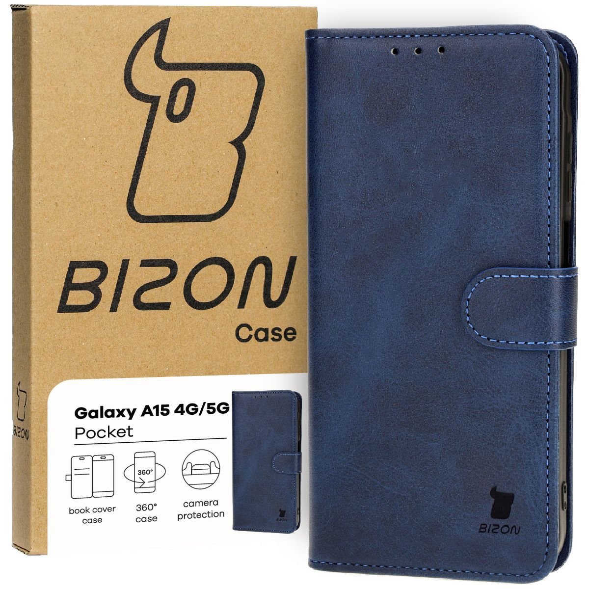 Schutzhülle für Galaxy A15 4G/5G, Bizon Case Pocket, Dunkelblau