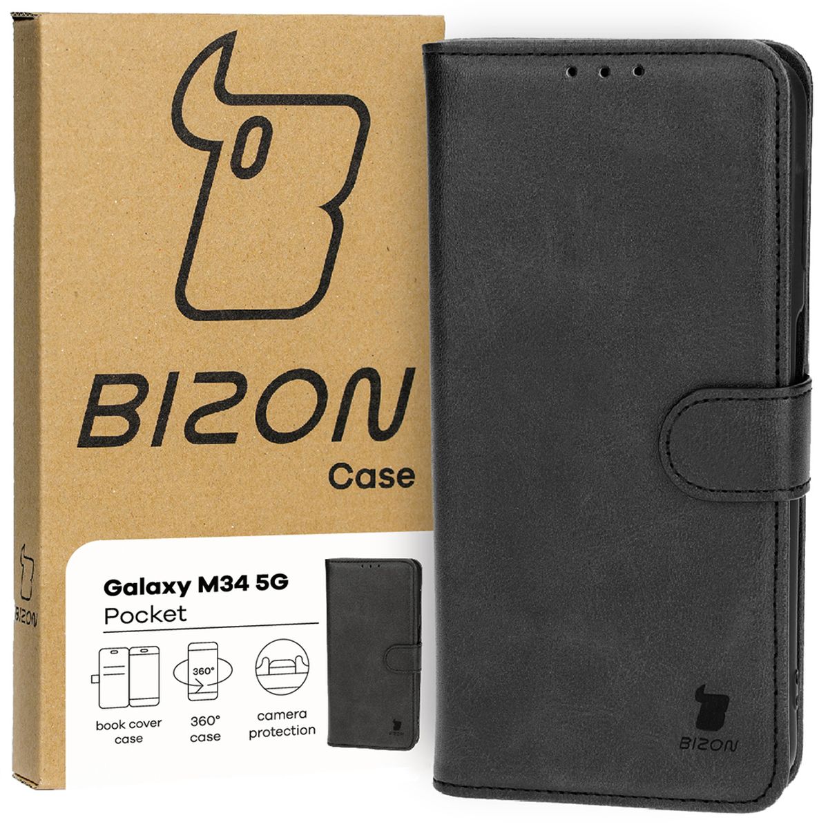 Schutzhülle Bizon Case Pocket für Samsung Galaxy M34 5G, Schwarz
