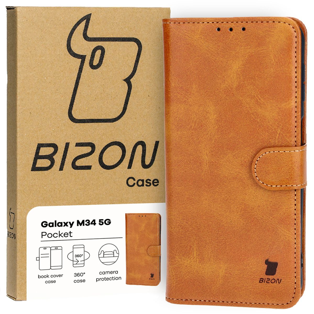 Schutzhülle Bizon Case Pocket für Samsung Galaxy M34 5G, Braun