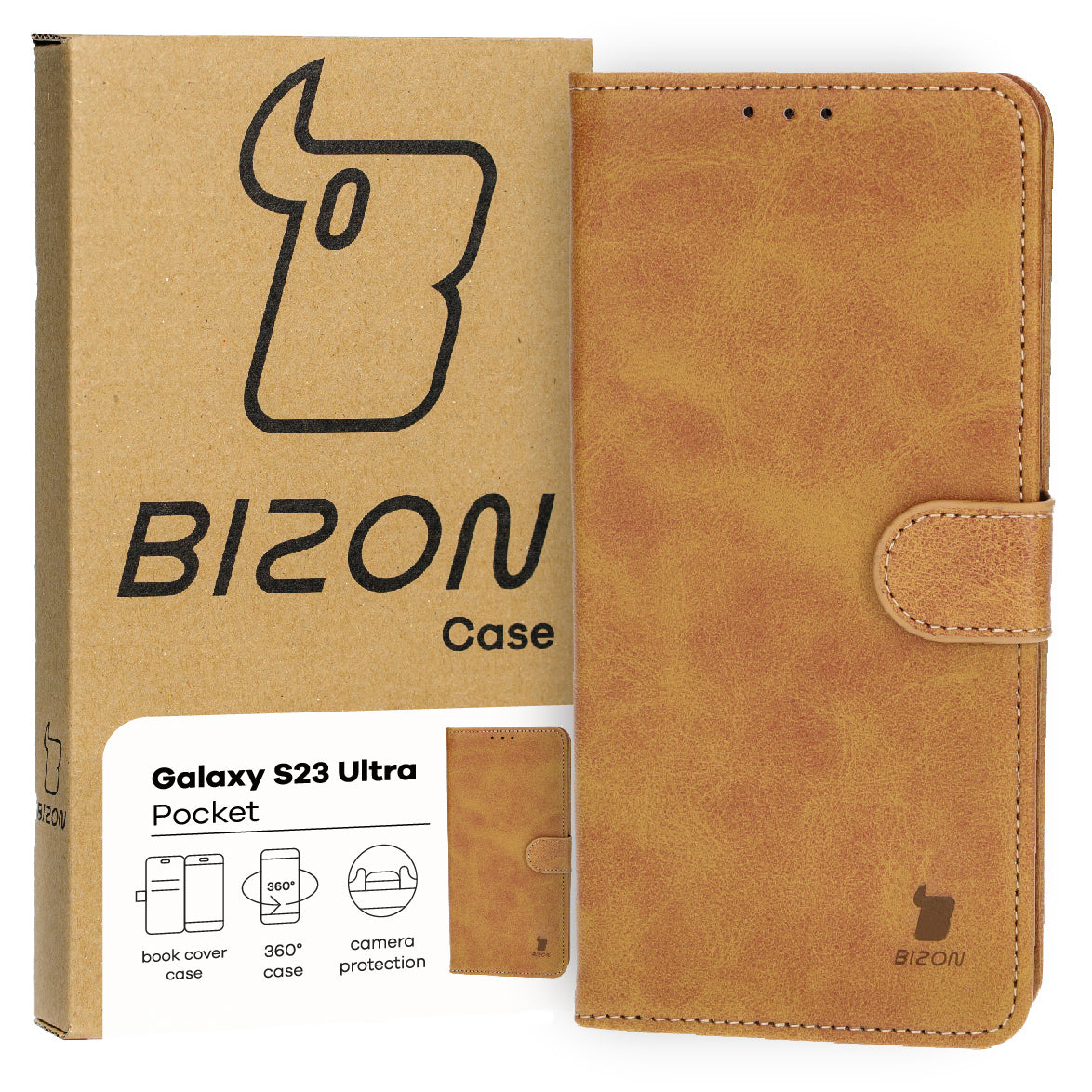 Schutzhülle Bizon Case Pocket für Samsung Galaxy S23 Ultra, Braun
