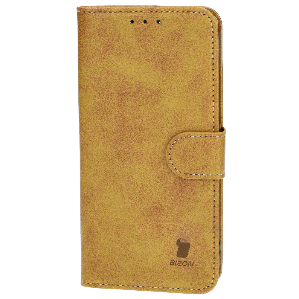 Handyhülle mit Klappe für iPhone 14 Pro, Bizon Case Pocket, Braun