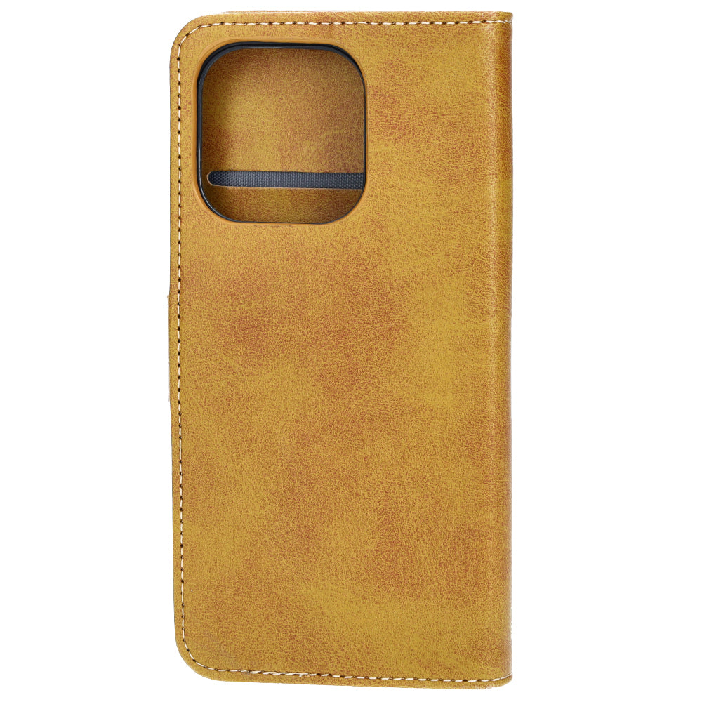 Handyhülle mit Klappe für iPhone 14 Pro, Bizon Case Pocket, Braun