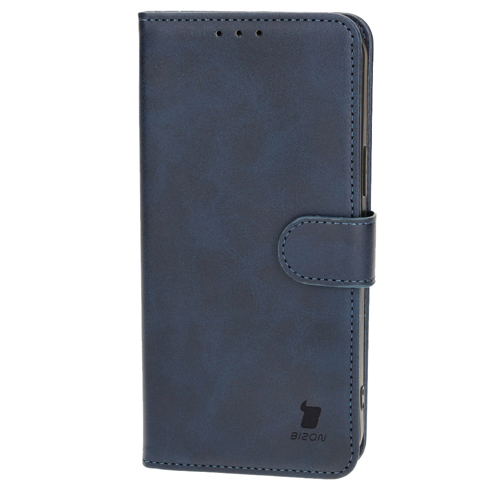 Handyhülle mit Klappe für iPhone 15 Plus, Bizon Case Pocket, Dunkelblau