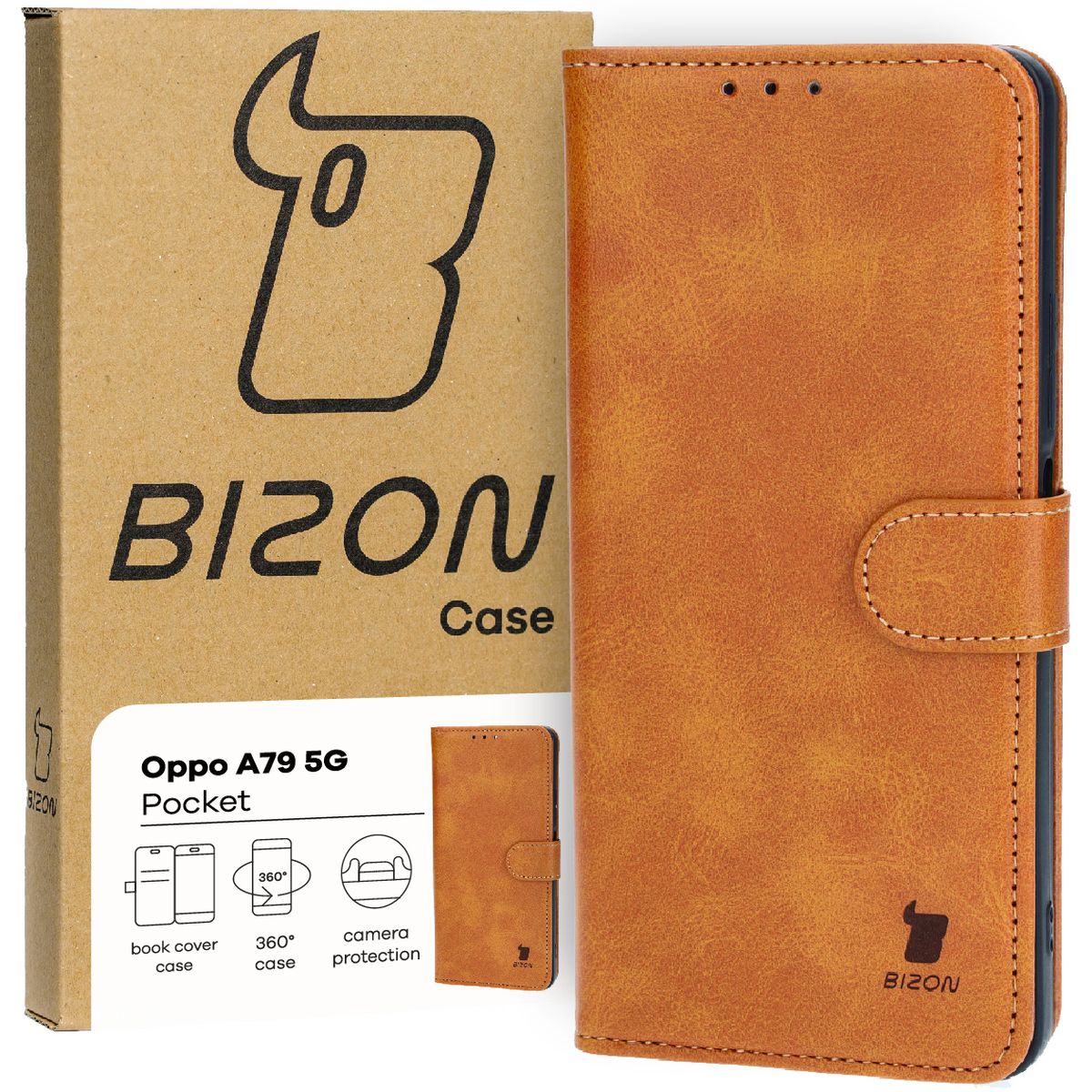 Schutzhülle für Oppo A79 5G, Bizon Case Pocket, Braun