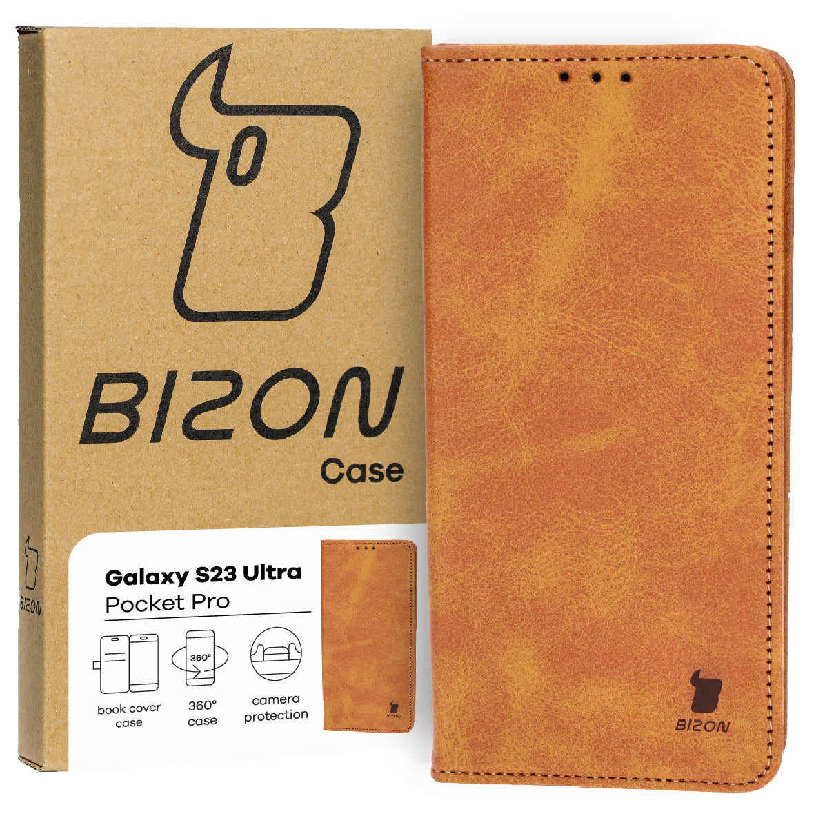 Schutzhülle Bizon Case Pocket Pro für Samsung Galaxy S23 Ultra, Braun