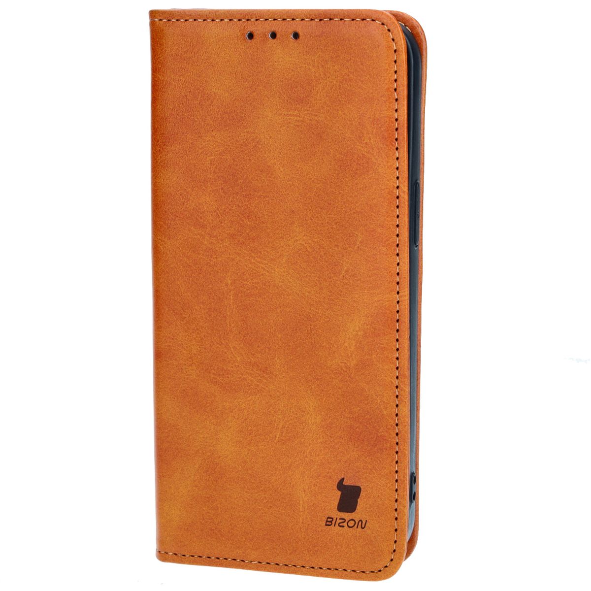 Handyhülle mit Klappe für iPhone 14 Pro Max, Bizon Case Pocket Pro, Braun