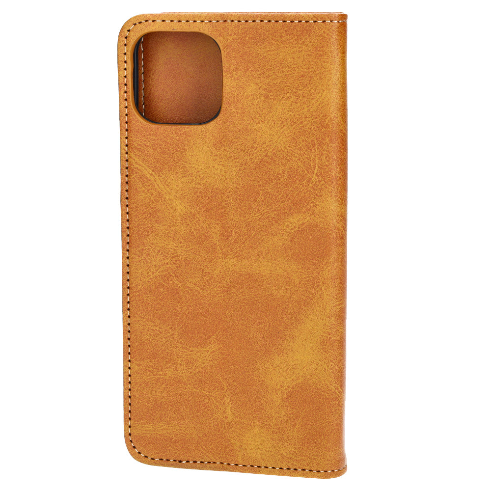 Handyhülle mit Klappe für iPhone 15 Plus, Bizon Case Pocket Pro, Braun