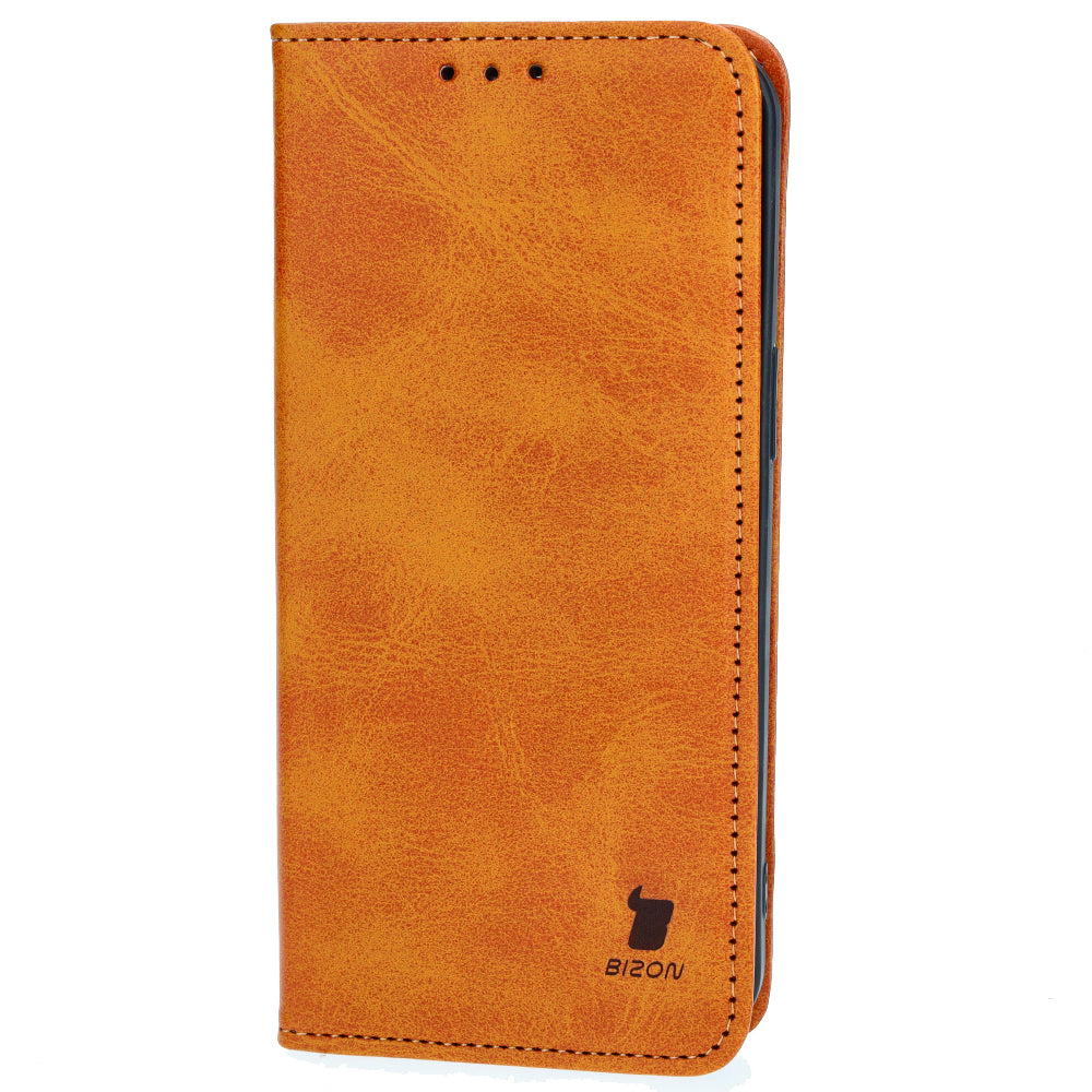 Handyhülle mit Klappe für iPhone 15 Pro Max, Bizon Case Pocket Pro, Braun