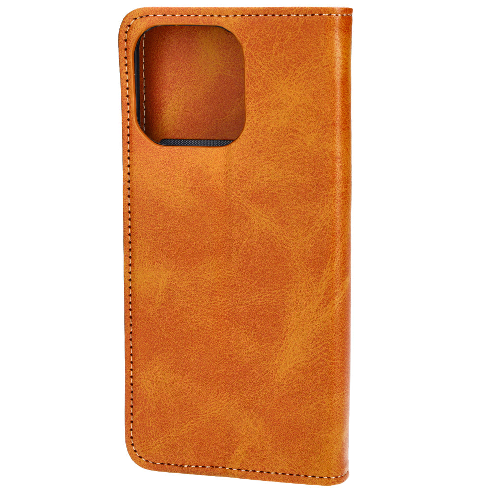 Handyhülle mit Klappe für iPhone 15 Pro Max, Bizon Case Pocket Pro, Braun
