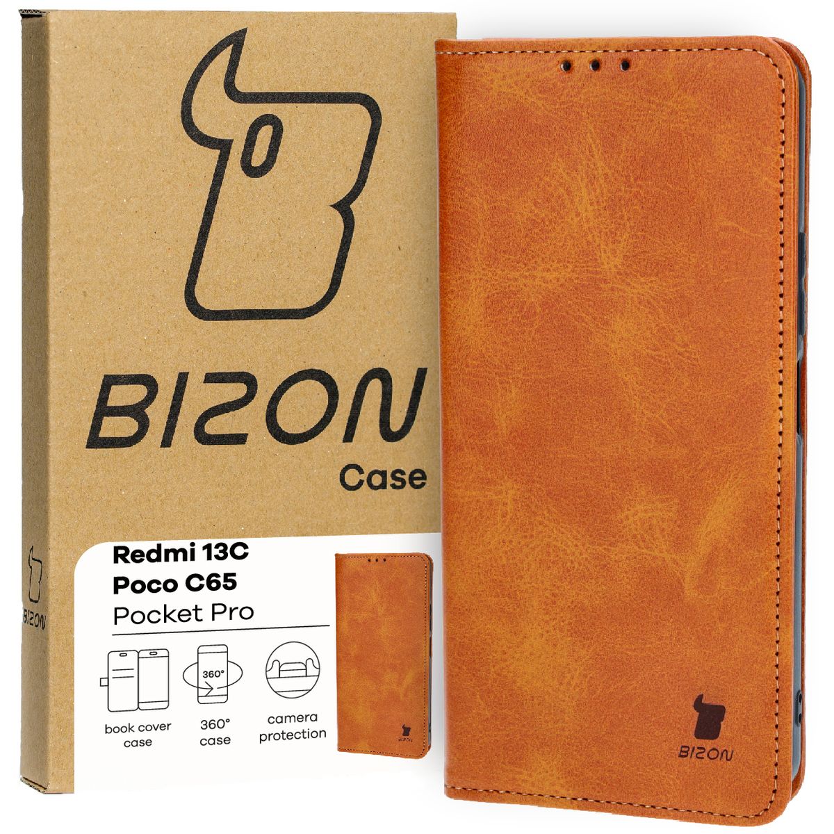 Schutzhülle für Redmi 13C / Poco C65, Bizon Case Pocket Pro, Braun