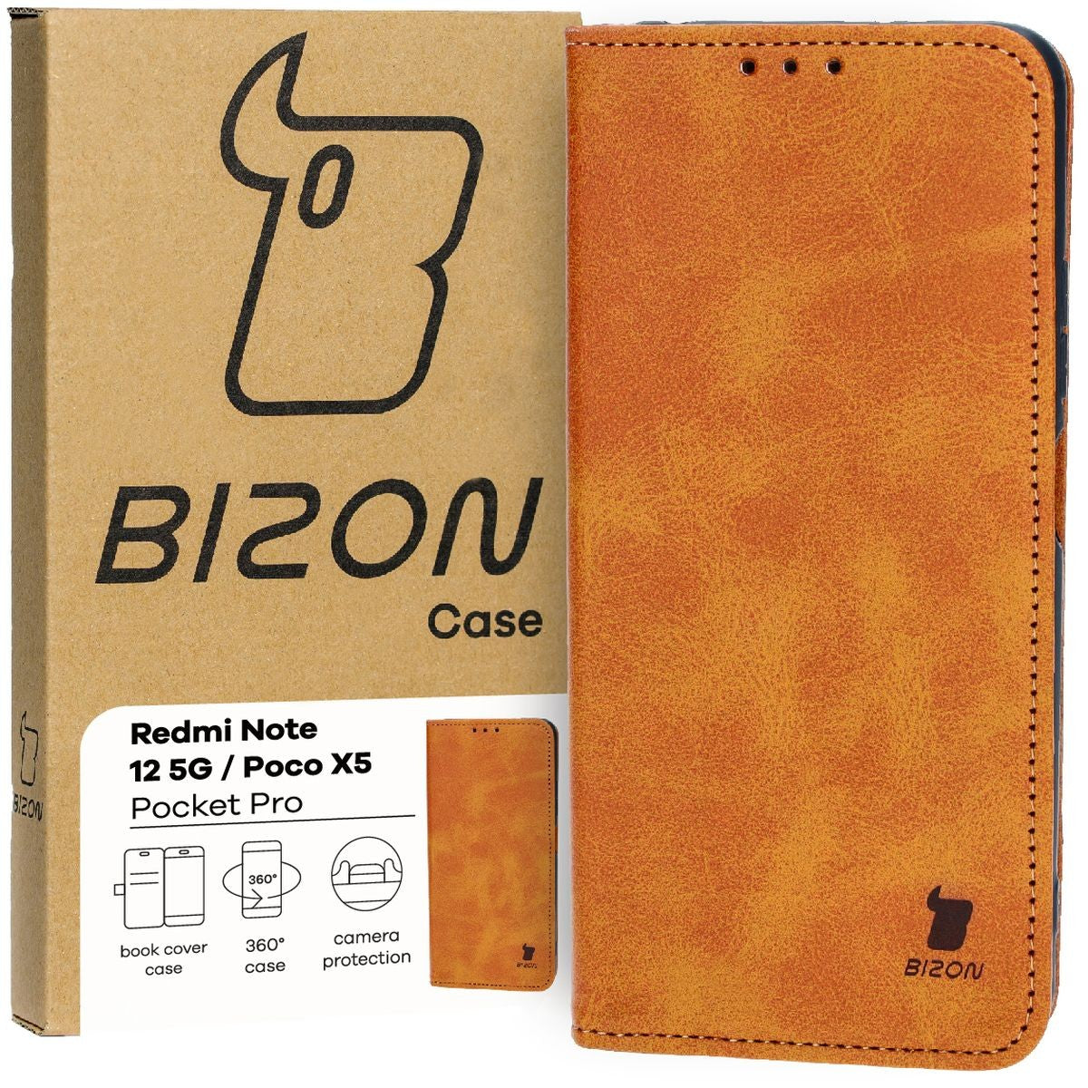 Schutzhülle Bizon Case Pocket Pro für Xiaomi Redmi Note 12 5G / Poco X5, Braun