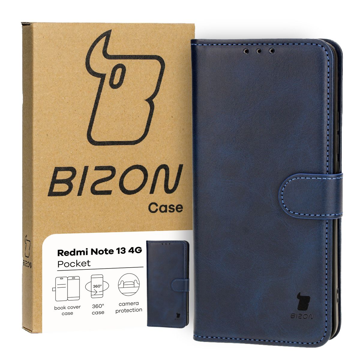 Schutzhülle für Xiaomi Redmi Note 13 4G, Bizon Case Pocket, Dunkelblau