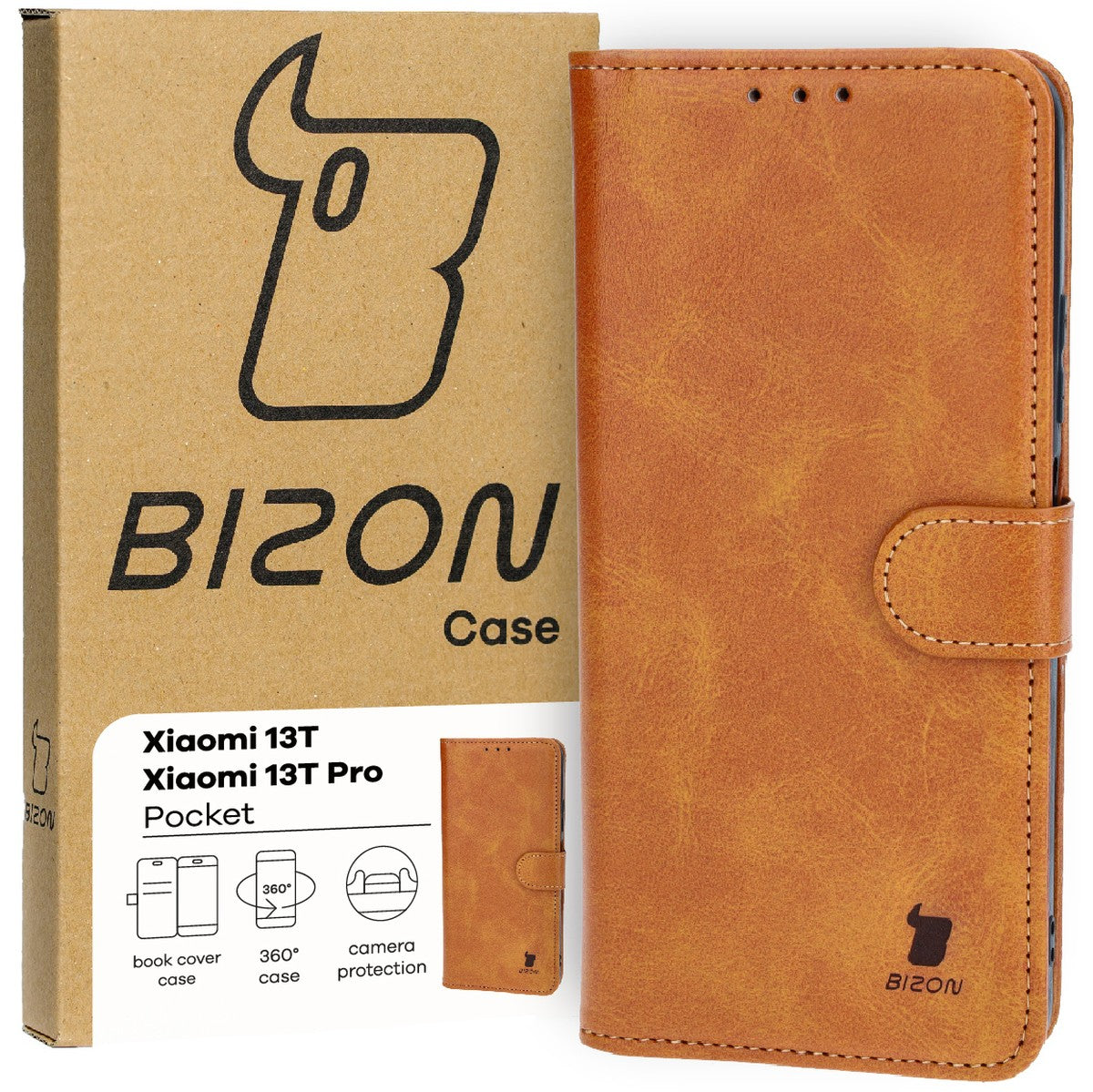 Schutzhülle für Xiaomi 13T / 13T Pro, Bizon Case Pocket, Braun