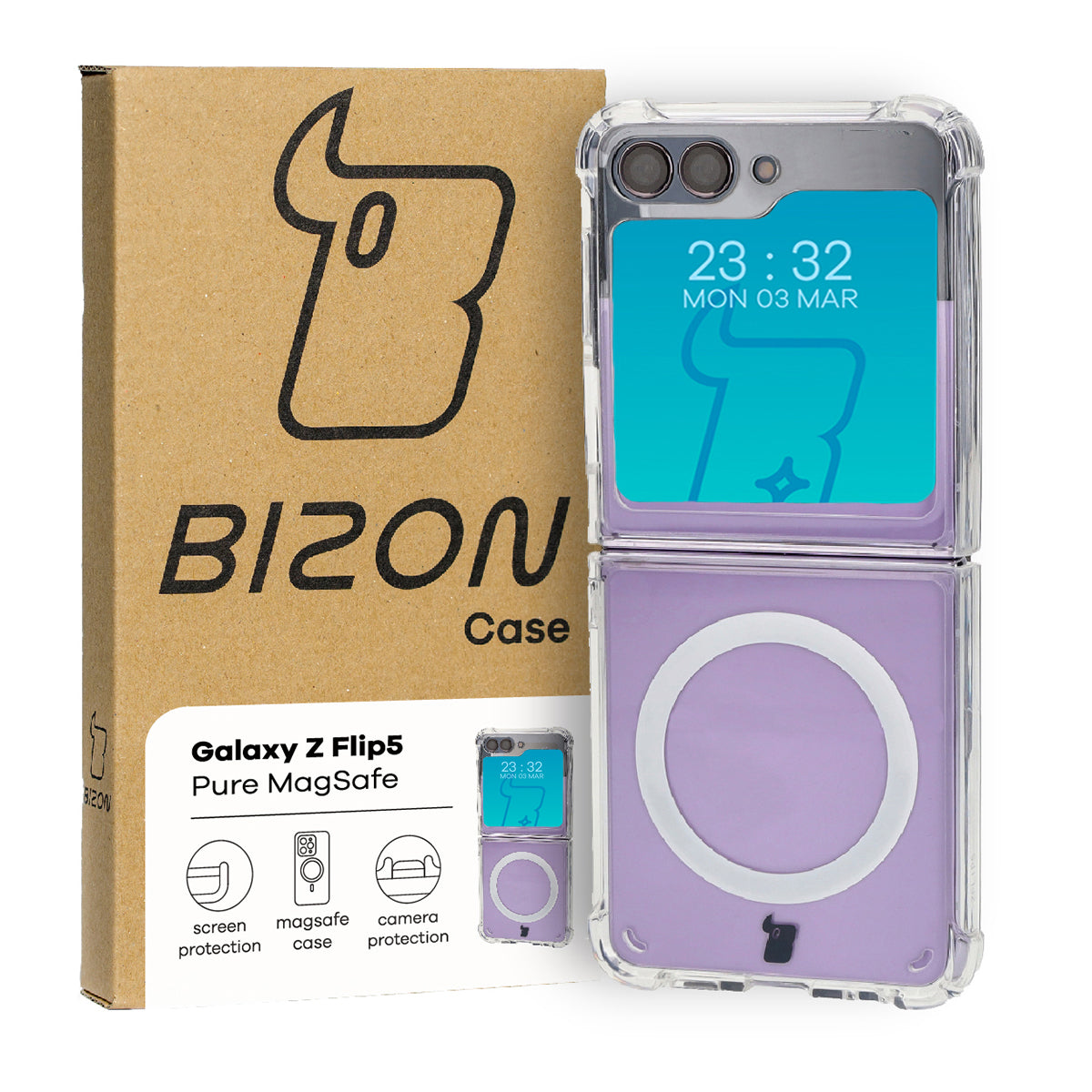 Schutzhülle Bizon Case Pure MagSafe für Galaxy Z Flip5, Transparent