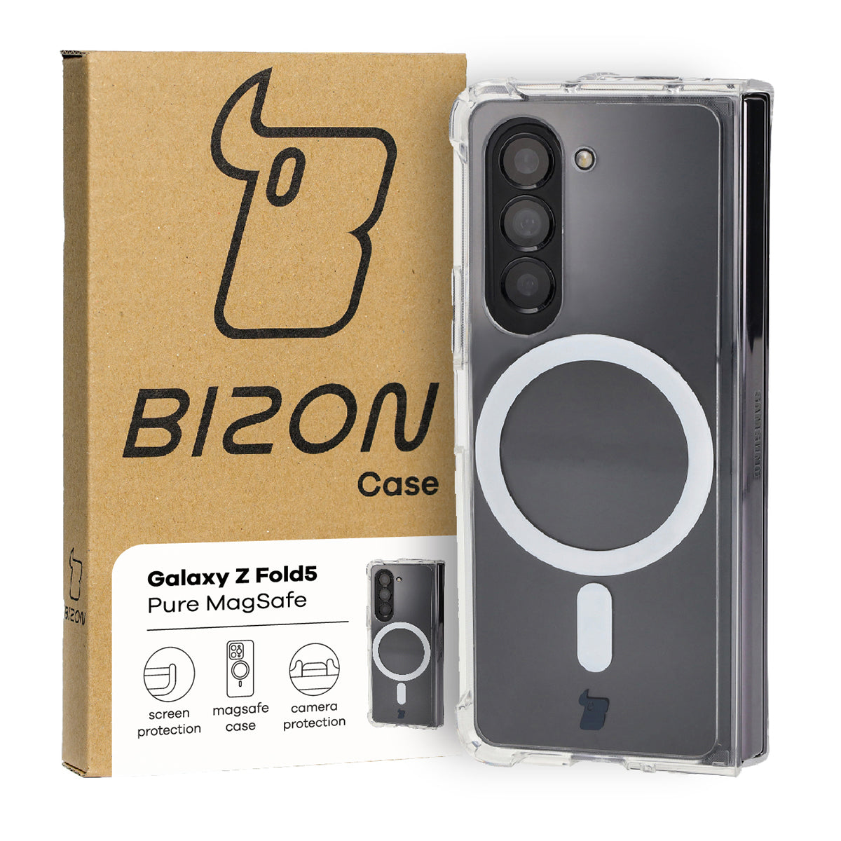 Schutzhülle Bizon Case Pure Magnetic für Galaxy Z Fold5, Transparent