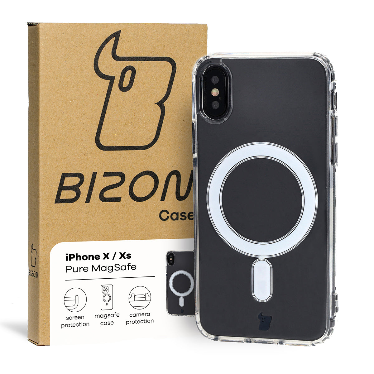 Schutzhülle Bizon Case Pure MagSafe für iPhone X/Xs, Transparent
