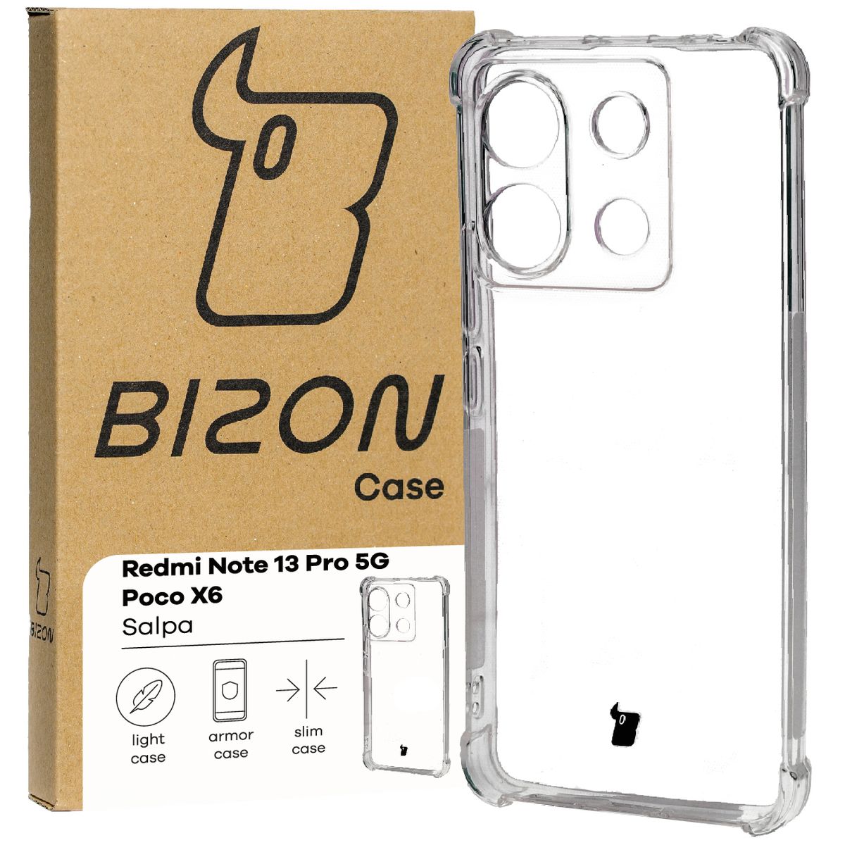 Flexible Schutzhülle für Xiaomi Pocophone X6 / Xiaomi Redmi Note 13 Pro 5G, Bizon Case Salpa, Transparent