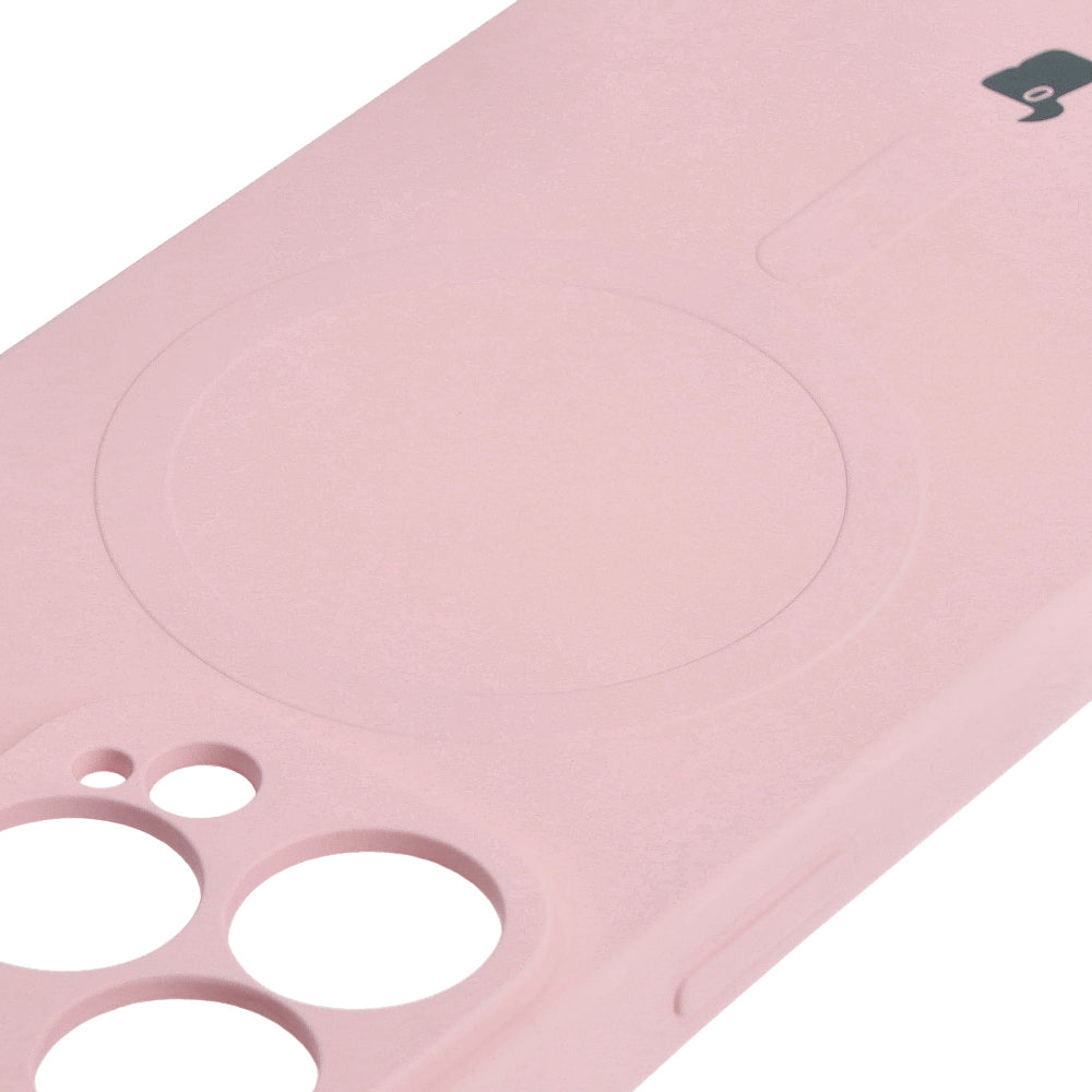 Silikon Handyhülle mit Magnetring Bizon Case Silicone Magnetic für iPhone 13 Pro, Hellrosa