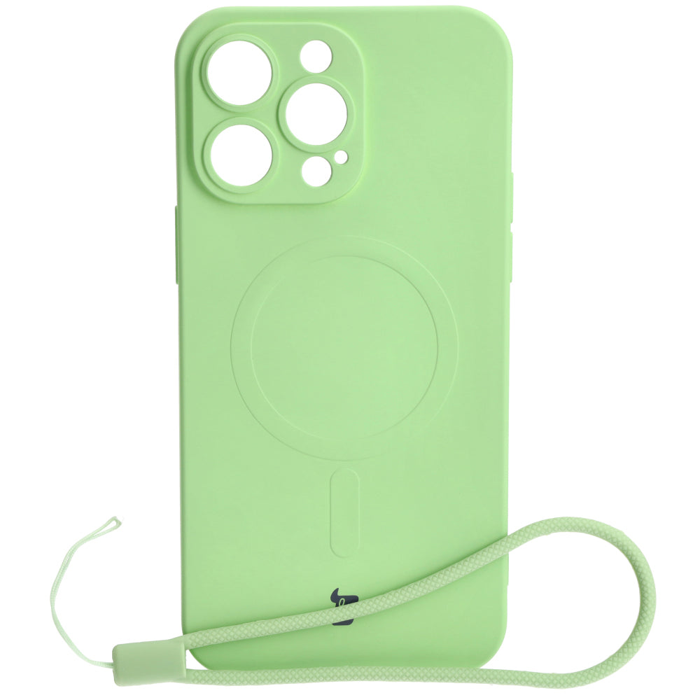 Silikon Handyhülle mit Magnetring Bizon Case Silicone Magnetic für iPhone 14 Pro Max, Hellgrün