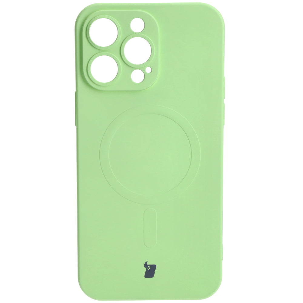 Silikon Handyhülle mit Magnetring Bizon Case Silicone Magnetic für iPhone 14 Pro Max, Hellgrün