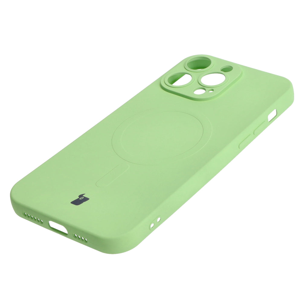 Silikon Handyhülle mit Magnetring Bizon Case Silicone Magnetic für iPhone 14 Pro Max, Hellgrün