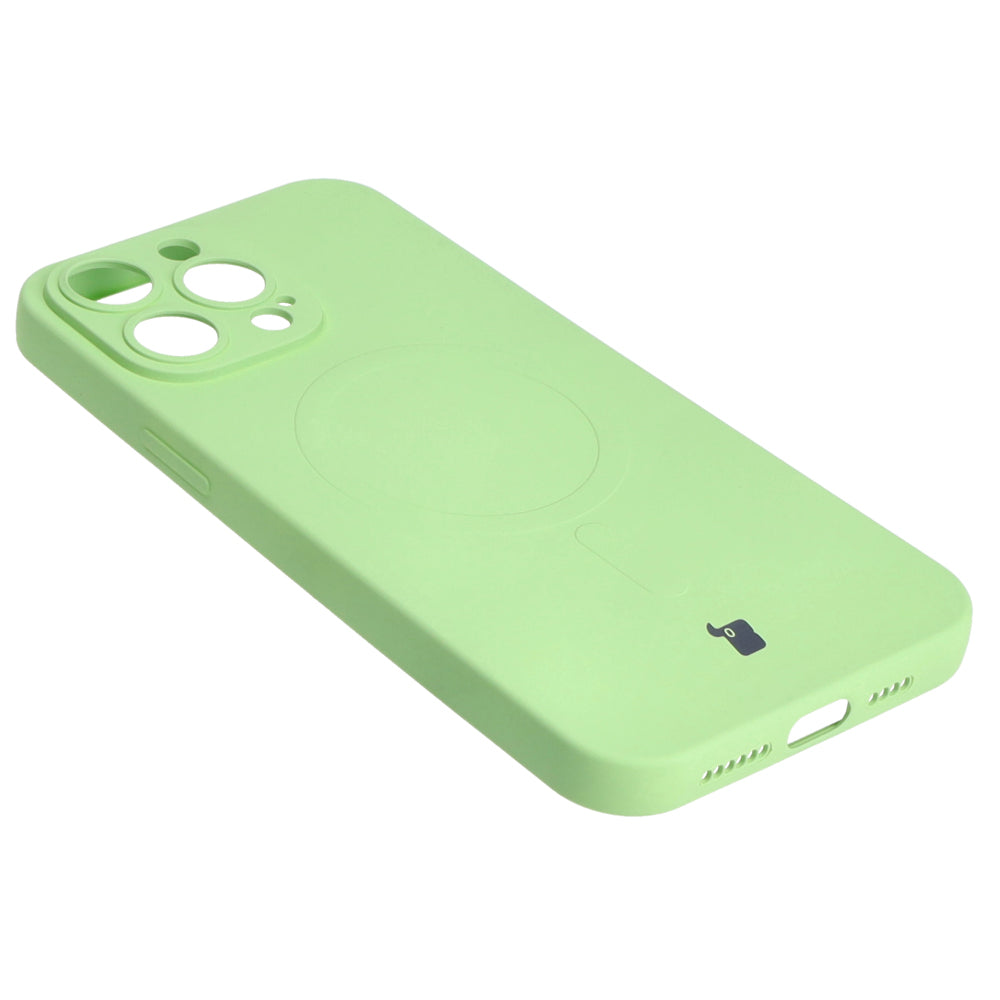 Silikon Handyhülle mit Magnetring Bizon Case Silicone Magnetic für iPhone 14 Pro Max, Hellgrün