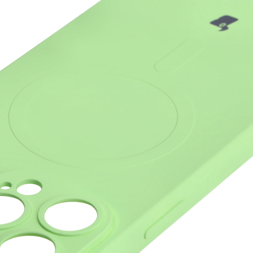 Silikon Handyhülle mit Magnetring Bizon Case Silicone Magnetic für iPhone 14 Pro Max, Hellgrün