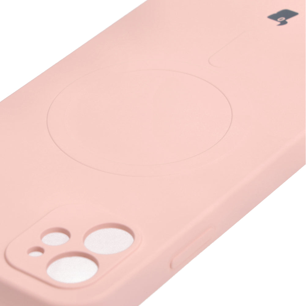 Silikon Handyhülle mit Magnetring Bizon Case Silicone Magnetic für iPhone 11, Hellrosa