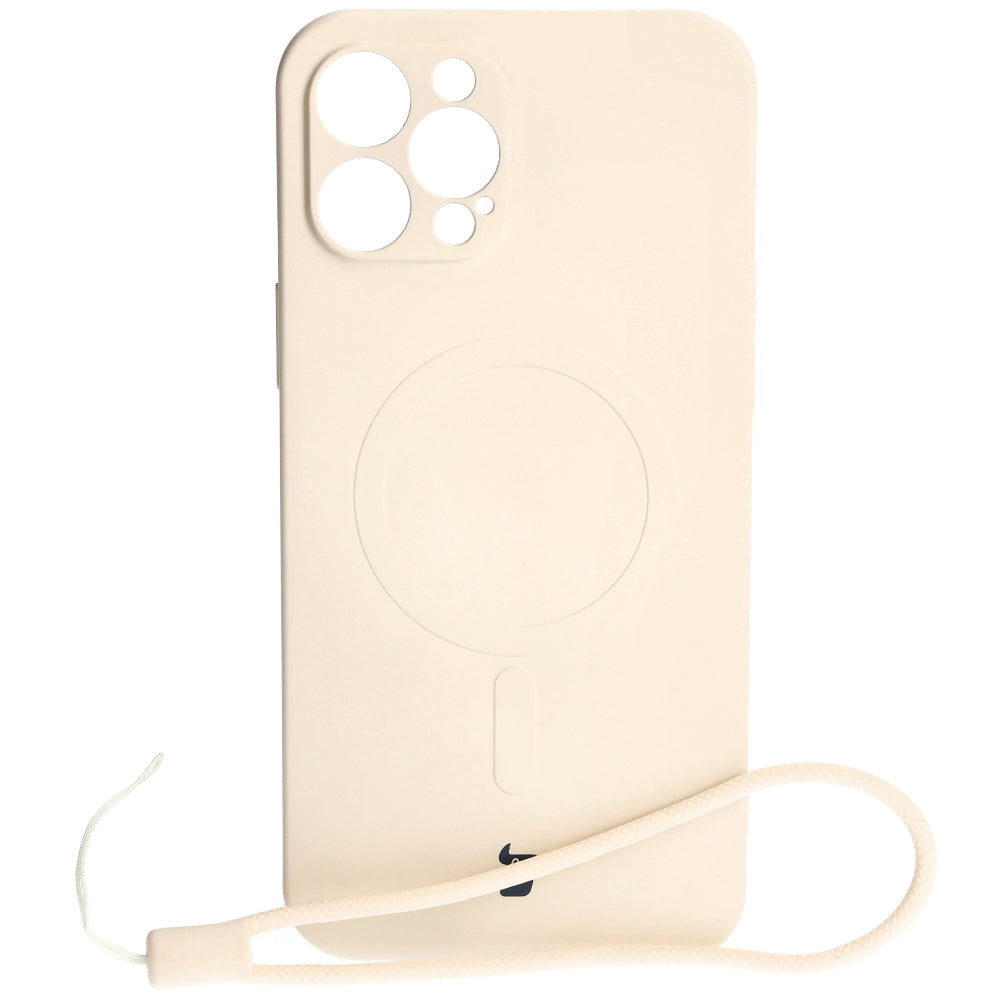 Silikon Handyhülle mit Magnetring Bizon Case Silicone Magnetic für iPhone 12 Pro Max, Beige
