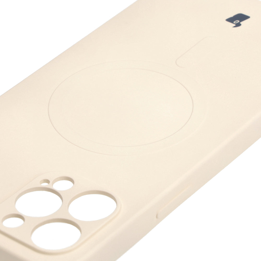 Silikon Handyhülle mit Magnetring Bizon Case Silicone Magnetic für iPhone 12 Pro Max, Beige