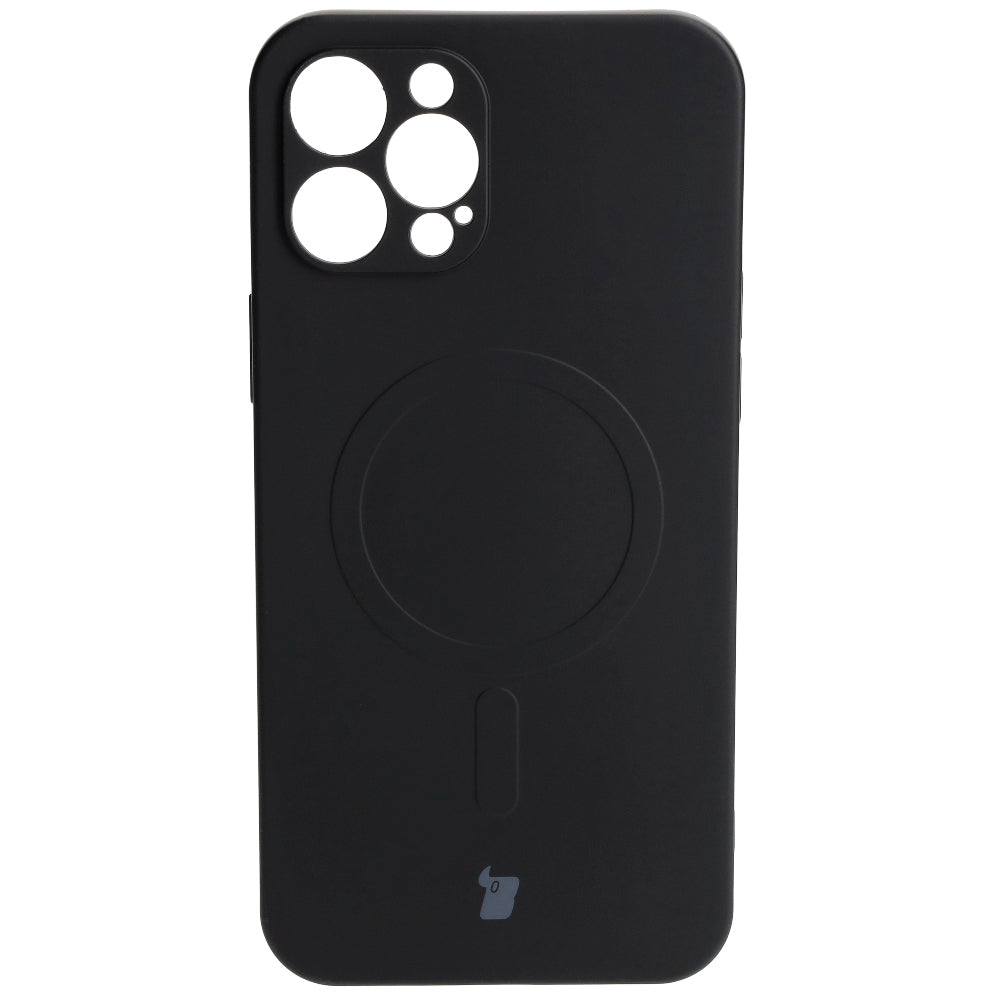 Silikon Handyhülle mit Magnetring Bizon Case Silicone Magnetic für iPhone 12 Pro Max, Schwarz