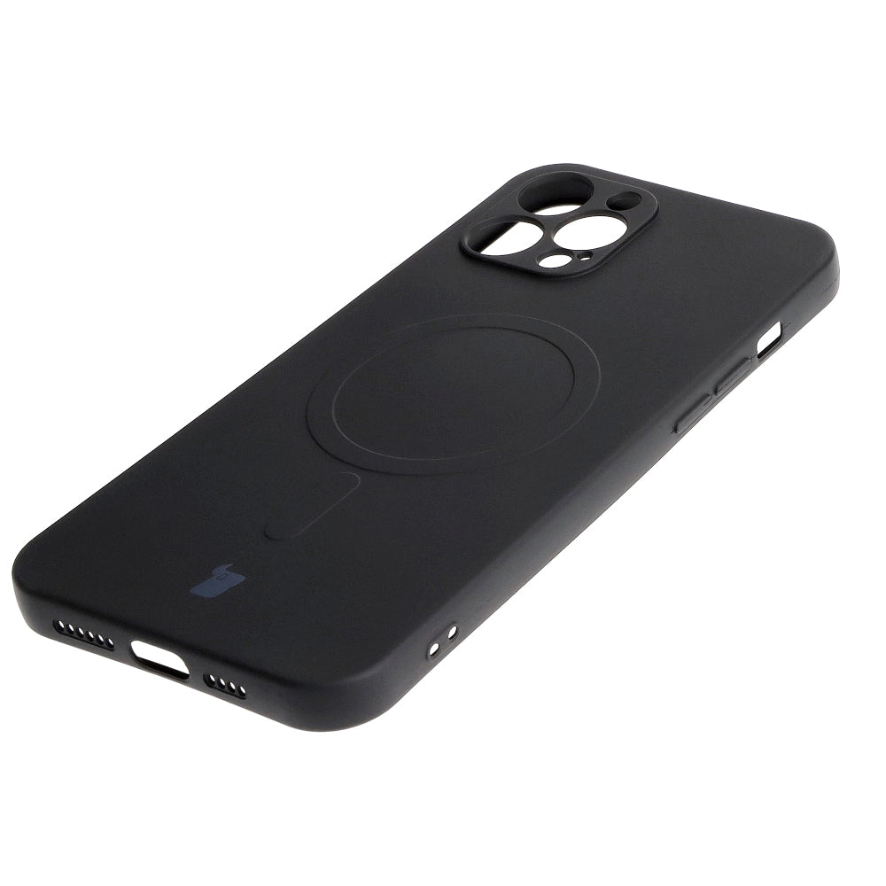 Silikon Handyhülle mit Magnetring Bizon Case Silicone Magnetic für iPhone 12 Pro Max, Schwarz