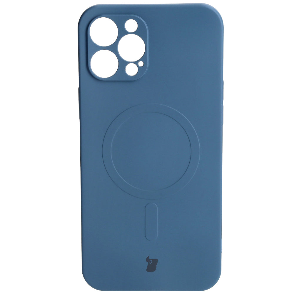 Silikon Handyhülle mit Magnetring Bizon Case Silicone Magnetic für iPhone 12 Pro Max, Dunkelblau