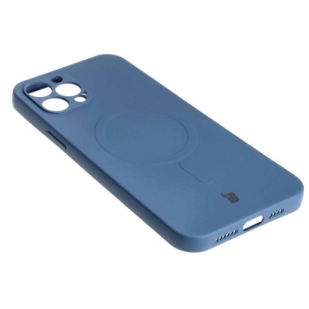 Silikon Handyhülle mit Magnetring Bizon Case Silicone Magnetic für iPhone 12 Pro Max, Dunkelblau